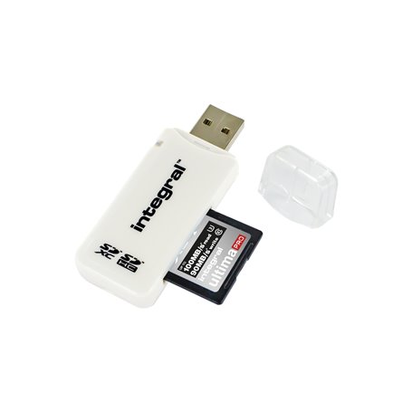 Integral USB2.0 CARDREADER SINGLE SLOT SD ETAIL lecteur de carte mémoire Blanc