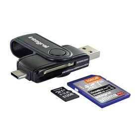 Integral USB3.0 CARDREADER TYPE A & TYPE C DUAL SLOT SD MSD lecteur de carte mémoire USB 3.2 Gen 1 (3.1 Gen 1) Noir