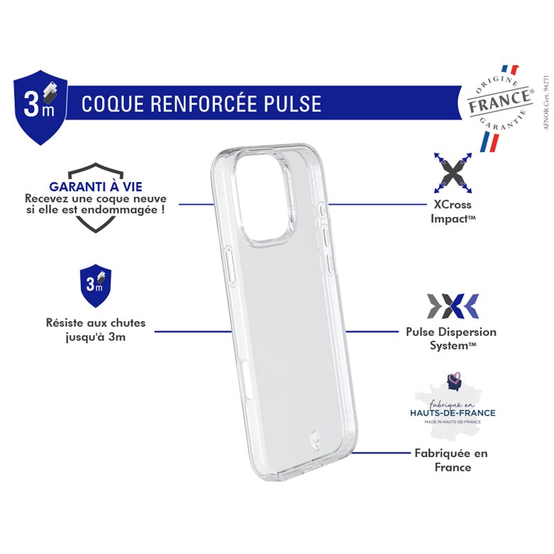 Image secondaire de Coque Renforcée iPhone 16 Pro PULSE Garantie à vie - Transparente FR Force Case