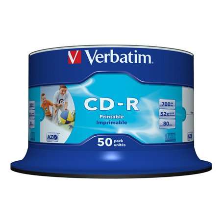 Verbatim CD-R AZO Wide Inkjet Printable no ID 700 Mo 50 pièce(s)