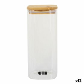 Récipient de Conservation des Aliments Quttin Bambou Verre Borosilicaté 1 L (12 Unités)