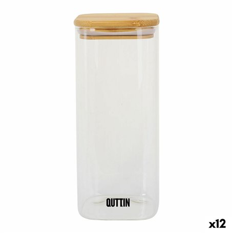 Récipient de Conservation des Aliments Quttin Bambou Verre Borosilicaté 1 L (12 Unités)