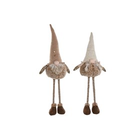 Décorations de Noël Home ESPRIT Marron Beige Gnome 30 x 18 x 65 cm (2 Unités)