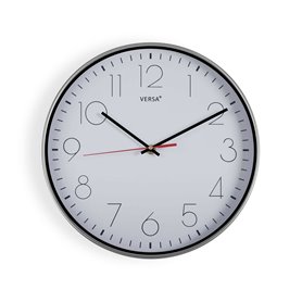 Horloge Murale Versa Blanc Argenté Plastique Quartz 4