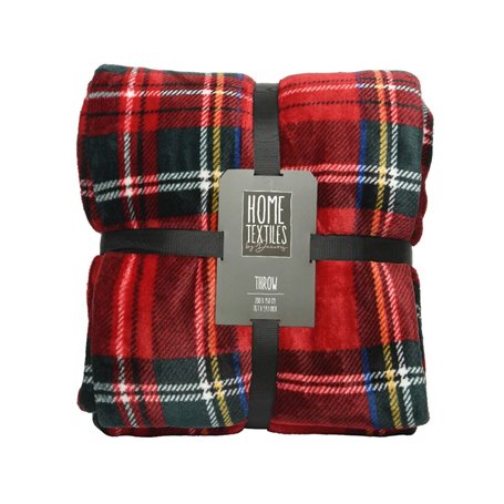 Couverture en flanelle Home Textiles Rouge Carreaux Ecossais 150 x 200 cm