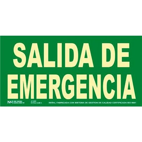 Panneau Archivo 2000 "SALIDA DE EMERGENCIA" PVC 32 x 16 cm