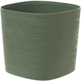 Pot avec réserve d'eau - GARDEN ID Respect - Vert-de-gris 20 x 20 cm - 100% déchets ménagers - 100% recyclable - Surface structu