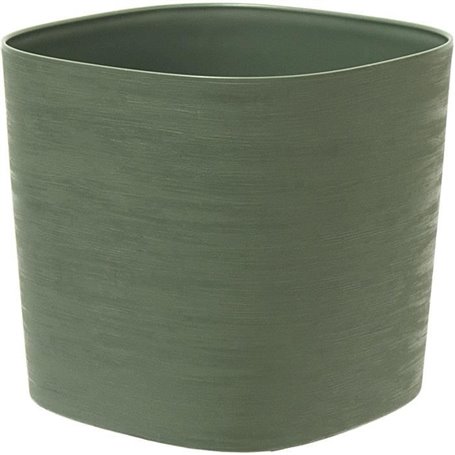 Pot avec réserve d'eau - GARDEN ID Respect - Vert de gris 25 x 25 cm - 100% déchets ménagers - 100% recyclable - Surface structu