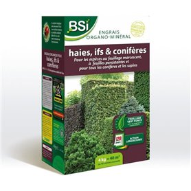 BSI - Engrais Organo-Minéral Pour Haie / If / Conifere - Pour Tous Les Coniferes Ou Les Sapins - 4Kg - Jusqu'a 40 m² - UAB