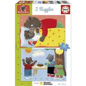 Puzzle - EDUCA - Petit Ours Brun : Ensemble de 2 puzzles de 20 pieces pour enfants des 4 ans