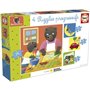 Puzzle - EDUCA - Petit Ours Brun : 4 puzzles progressifs pour enfants de 12 a 25 pieces des 3 ans