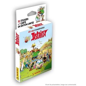 Blister 7 pochettes - PANINI - Astérix (65eme anniversaire) - 35 stickers et 1 carte limitée