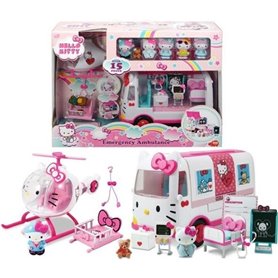 HELLO KITTY Playset De Secours avec Ambulance et Hélicoptere + 6 figurines