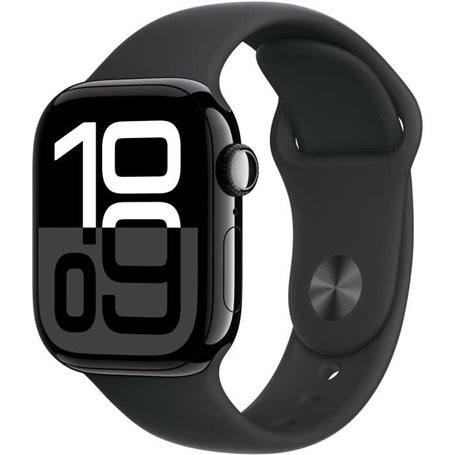 Apple Watch Series 10 GPS - 42mm - Boîtier Jet Black Aluminium - Bracelet Black Sport Band - M/L