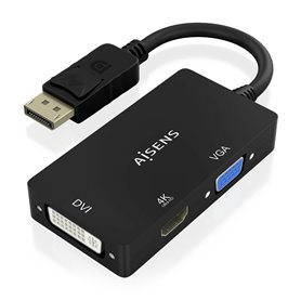 Adaptateur DisplayPort vers VGA / HDMI / DVI-D Aisens A125-0861 Noir