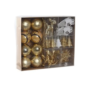 Boules de Noël Home ESPRIT Doré Polyéthylène 28 x 6 x 24 cm (55 Pièces)