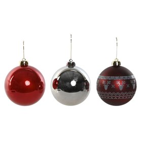 Boules de Noël Home ESPRIT Rouge Argenté Polyéthylène 21