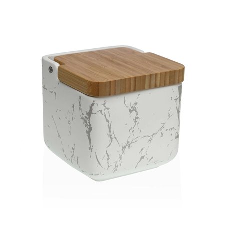 Salière avec couvercle Versa Céramique Bambou Acier Dolomite Marbre 11