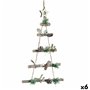 Décorations de Noël Sapin de Noël Marron Argenté Bois Plastique 34 x 5 x 65 cm (6 Unités)