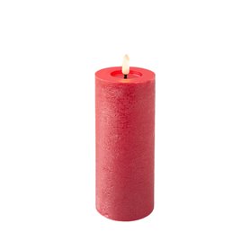 Bougie LED Lumineo Rouge Ø 7 x 19 cm Rustique (AAA)