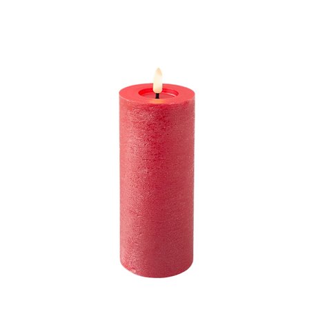 Bougie LED Lumineo Rouge Ø 7 x 19 cm Rustique (AAA)