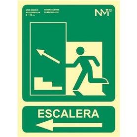 Panneau Archivo 2000 "SALIDA DE EMERGENCIA ESCALERA SUBE IZQUIERDA" PVC 22