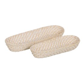 Plateau Blanc Bambou Rotin 44 x 17 x 7 cm (2 Unités)