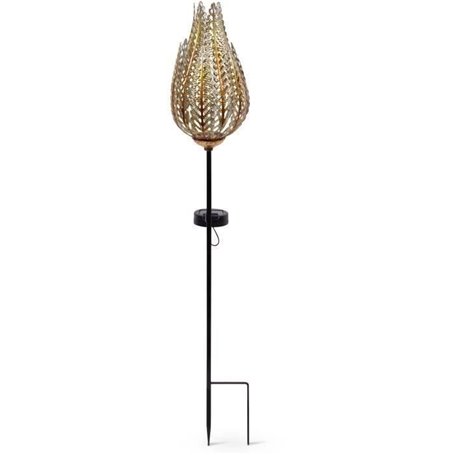 Borne Solaire - GARDEN ID Fougere - 16 x 46 cm - Éclairage 6-8h - Bouton on/off - Pile AAA rechargeable.