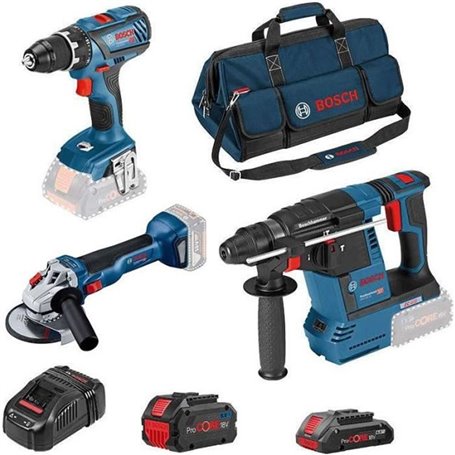 Bosch Pro 3 OUTILS : perceuse GSR 18V-55 + meuleuse GWS 18V-10 + perforateur GBH 18V-26 + 1xProCORE18V 8.0Ah  GAL 1880 CV