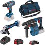 Bosch Pro 3 OUTILS : perceuse GSR 18V-55 + meuleuse GWS 18V-10 + perforateur GBH 18V-26 + 1xProCORE18V 8.0Ah  GAL 1880 CV