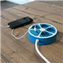 Multiprise design circulaire - CHACON -  4X16 A - Cordon 1,5 m - Avec 2 USB-A + Interrupteur - Bleu