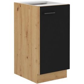 Meuble bas - MODENA - 40 cm - 1 porte battante - Chene artisan et noir mat - CUISINIER