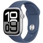 Apple Watch Series 10 GPS + Cellular - 42mm - Boîtier Silver Aluminium - Bracelet Denim Sport Band - S/M