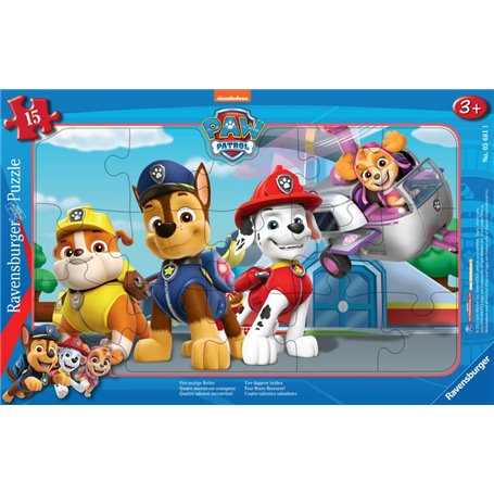 Puzzle cadre 15 p - quatre sauveteurs courageux / pat'patrouille