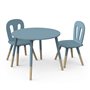 Set 1 Table et 2 Chaises Bleu Orage