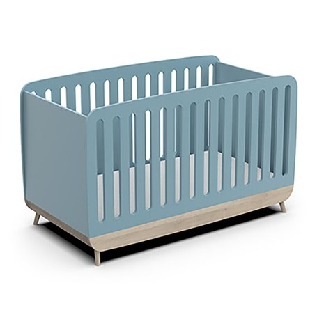 Lit Bebe 70x140 Complet Avec Kit Evolutif Inclus Bleu Orage