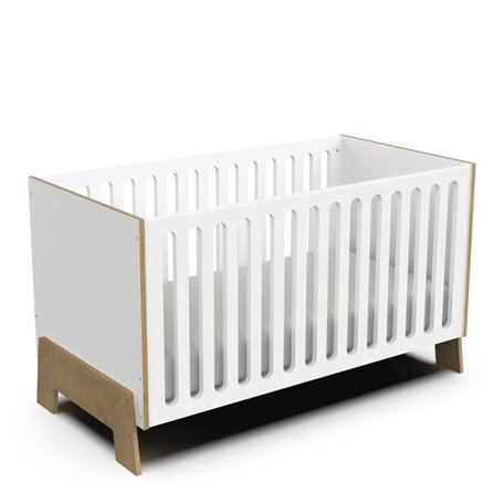 Lit Bebe 70x140 Evolutif Blanc - Chene