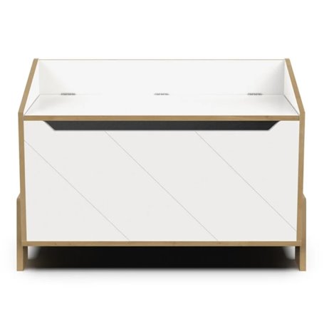 Coffre A Jouets - Banc Blanc - Chene