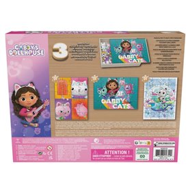 Boite 3 puzzles bois fsc gabby et la maison magique