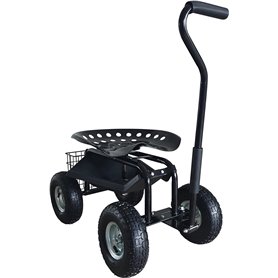 Siège de jardin mobile - noir - 4 roues