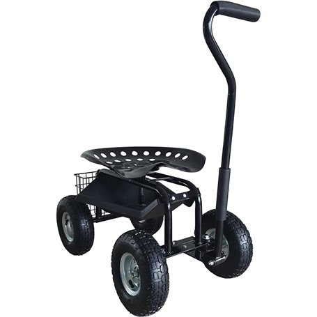 Siège de jardin mobile - noir - 4 roues