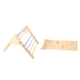 Ensemble triangle Pikler en bois 2 en 1 pastel