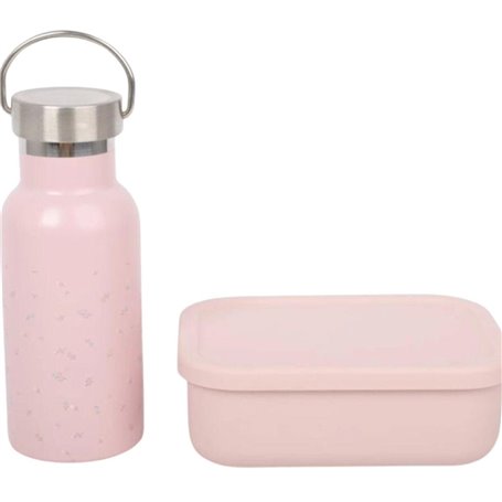 Set goûter enfant (bouteille+boîte) - rose