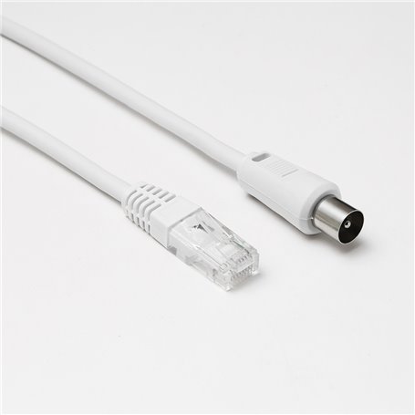 C ble RJ45 m le vers coaxial m le Longueur 2.00m - diamtre 9.52mm Blanc