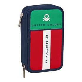 Plumier double Benetton United Rouge Blanc Vert Blue marine (12.5 x 19.5 x 4 cm) (28 pcs)