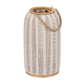 Lanterne Beige Naturel Bambou Verre 25 x 25 x 45 cm