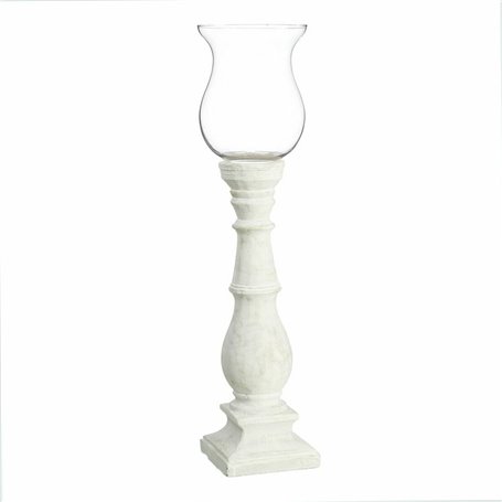 Bougeoir Blanc Verre Ciment 20