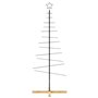 vidaXL Arbre de Noël en métal avec base en bois noir 150 cm