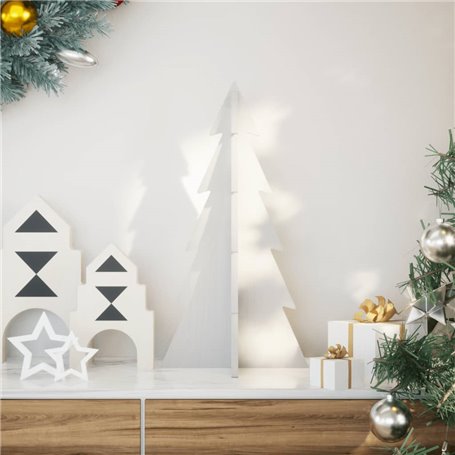 vidaXL Arbre de Noël en bois pour décoration blanc 59