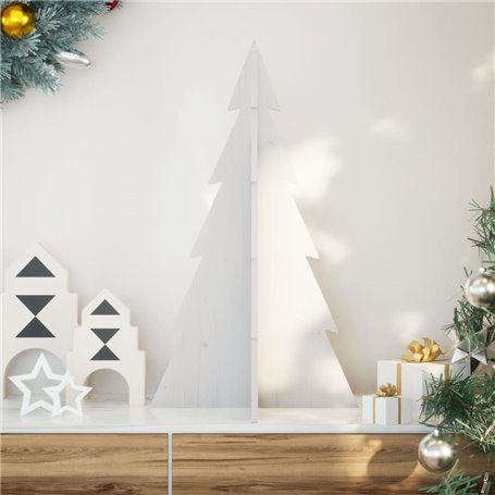 vidaXL Arbre de Noël en bois pour décoration blanc 80 cm pin massif